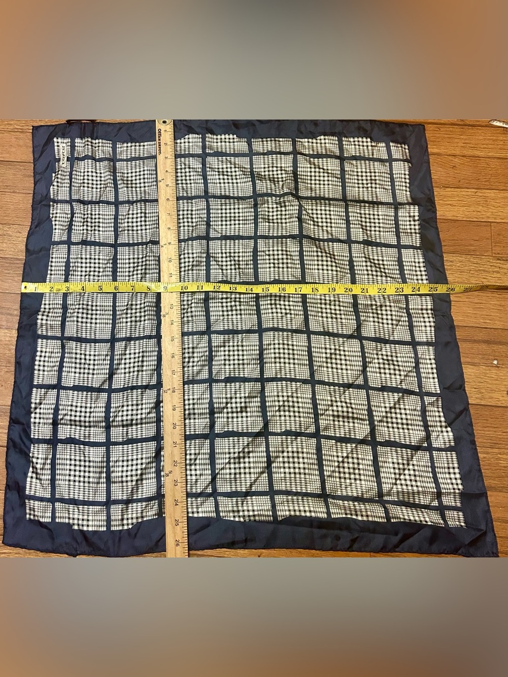 Coach Black and White Windowpane Silk Scarf